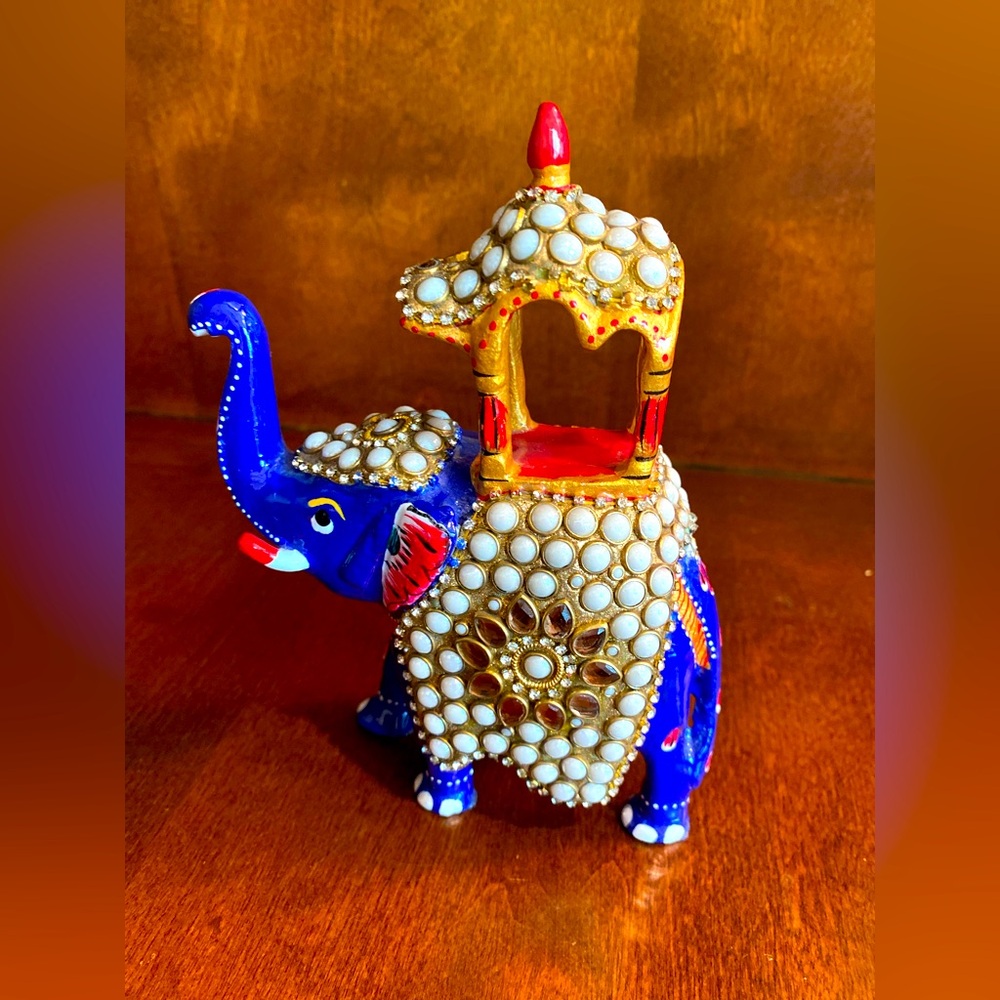 VTG Royal Ambabari Elephant Symbol of Luck Success  Statue Ceramic Hand painted.